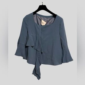 Dondup Italy Blue Ruffle Jacket Blouse IT 42 (US 6–8)